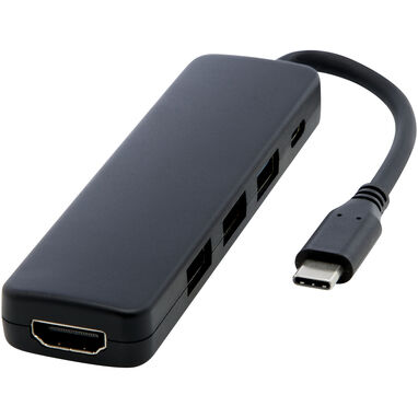 Мультимедийный адаптер Loop RCS из переработанного пластика USB 2.0-3.0 с портом HDMI, цвет черный - 12436890- Фото №1