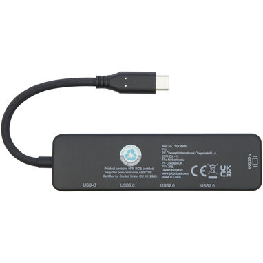 Мультимедийный адаптер Loop RCS из переработанного пластика USB 2.0-3.0 с портом HDMI, цвет черный - 12436890- Фото №4