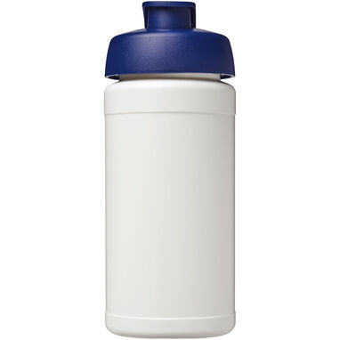 Спортивная бутылка Baseline из переработанного сырья объемом 500 мл с откидной крышкой, цвет белый, синий - 21046101- Фото №2
