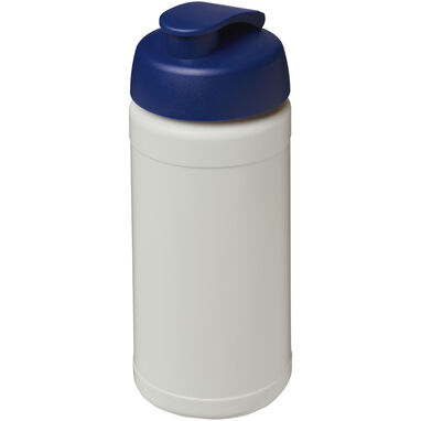Спортивная бутылка Baseline из переработанного сырья объемом 500 мл с откидной крышкой, цвет натуральный, синий - 21046106- Фото №1