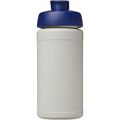 Спортивная бутылка Baseline из переработанного сырья объемом 500 мл с откидной крышкой, цвет натуральный, синий - 21046106- Фото №2