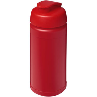 Спортивная бутылка Baseline из переработанного сырья объемом 500 мл с откидной крышкой, цвет красный - 21046121- Фото №1
