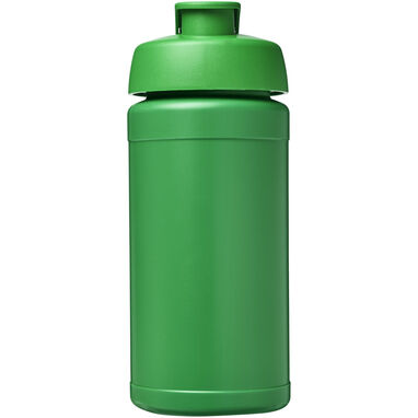 Спортивная бутылка Baseline из переработанного сырья объемом 500 мл с откидной крышкой, цвет зеленый - 21046161- Фото №2