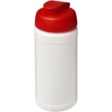 Спортивная бутылка Baseline из переработанного сырья объемом 500 мл с откидной крышкой, цвет белый, красный - 21046191- Фото №1