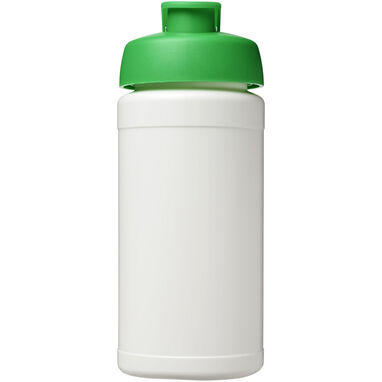 Спортивная бутылка Baseline из переработанного сырья объемом 500 мл с откидной крышкой, цвет белый, зеленый - 21046193- Фото №2