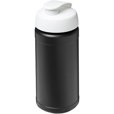 Спортивная бутылка Baseline из переработанного сырья объемом 500 мл с откидной крышкой, цвет черный, белый - 21046194- Фото №1
