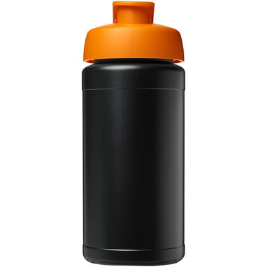 Спортивная бутылка Baseline из переработанного сырья объемом 500 мл с откидной крышкой, цвет черный, оранжевый - 21046195- Фото №2