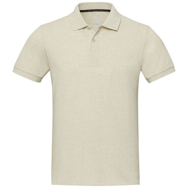 Рубашка-поло Aware™ унисекс с короткими рукавами из переработанного материала, цвет бежевый  размер XS - 37539070- Фото №2