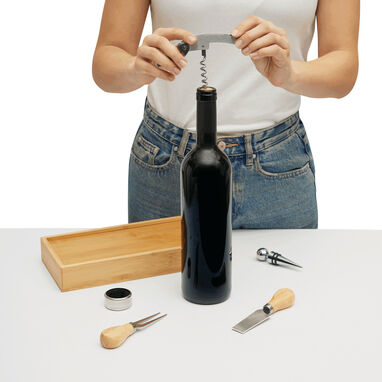 Набір для вина та сиру BAMBOO WINE, колір коричневий, срібний - 56-0301159- Фото №7