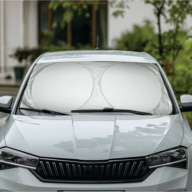 Солнцезащитный козырек на лобовое стекло автомобиля SUN SHIELD, цвет серебряный - 56-0608079- Фото №4
