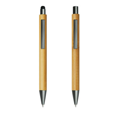 Письменный набор DOUBLE BAMBOO REVISED, цвет коричневый, серебряный - 56-1102108- Фото №3