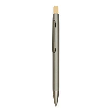 Алюминиевая шариковая ручка BAMBOO PUSHER, цвет серый - 56-1102253- Фото №1