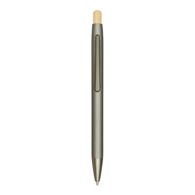 Алюминиевая шариковая ручка BAMBOO PUSHER, цвет серый - 56-1102253- Фото №2