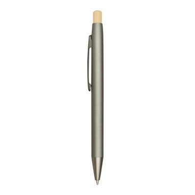 Алюминиевая шариковая ручка BAMBOO PUSHER, цвет серый - 56-1102253- Фото №3