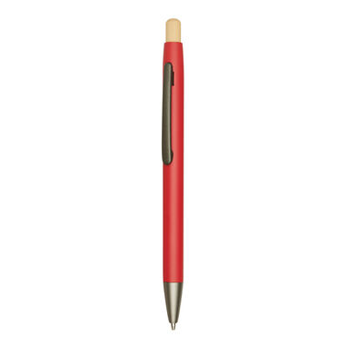 Алюминиевая шариковая ручка BAMBOO PUSHER, цвет красный - 56-1102255- Фото №1