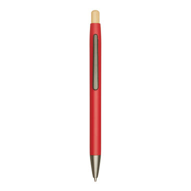 Алюминиевая шариковая ручка BAMBOO PUSHER, цвет красный - 56-1102255- Фото №2