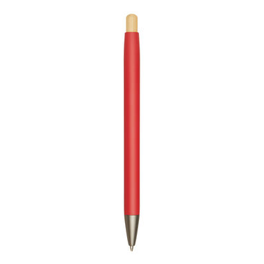 Алюминиевая шариковая ручка BAMBOO PUSHER, цвет красный - 56-1102255- Фото №4