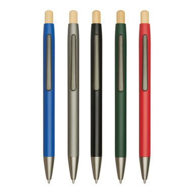 Алюминиевая шариковая ручка BAMBOO PUSHER, цвет красный - 56-1102255- Фото №5
