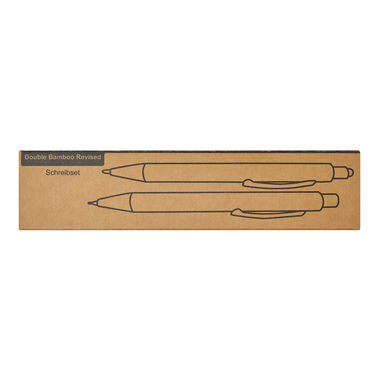 Письменный набор DOUBLE BAMBOO REVISED, цвет коричневый, серебряный - 56-1102108- Фото №14