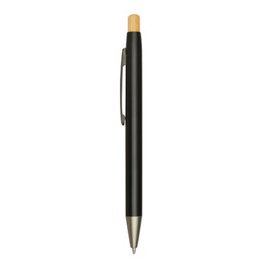 Алюминиевая шариковая ручка BAMBOO PUSHER, цвет чёрный - 56-1102252- Фото №7