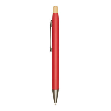 Алюминиевая шариковая ручка BAMBOO PUSHER, цвет красный - 56-1102255- Фото №9