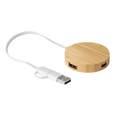 USB-хаб MULTIPLIER CIRCLE, колір коричневий - 56-1107106- Фото №7