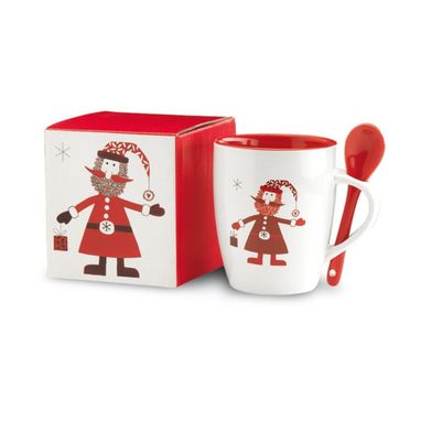 Чашка с ложкой и изображением Деда Мороза - CX1304_99- Фото №2
