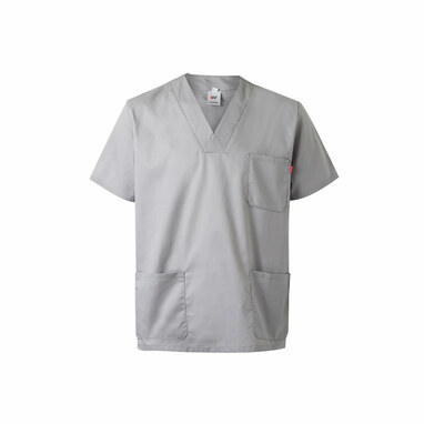 VL ILLAPA Туника из твила (190 г/м²) с короткими рукавами, из полиэстера (65%) и хлопка (35%). светло-серый  размер M - 36132-123-M- Фото №1
