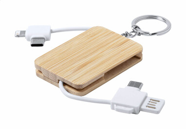 Брелок для ключів USB зарядний кабель Rusell, колір білий - AP722043-01- Фото №1