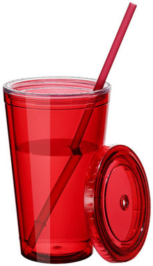 Стакан с соломинкой Cyclone, цвет красный прозрачный - 10023401- Фото №5