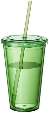 Стакан с соломинкой Cyclone, цвет зеленый прозрачный - 10023403- Фото №1