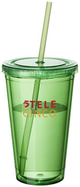 Стакан с соломинкой Cyclone, цвет зеленый прозрачный - 10023403- Фото №3
