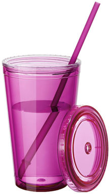 Стакан з соломинкою Cyclone, колір пурпурний рожевий - 10023406- Фото №5