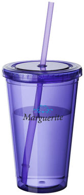 Стакан з соломинкою Cyclone, колір пурпурний - 10023407- Фото №3
