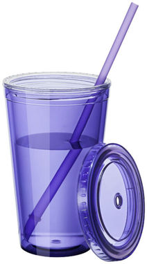 Стакан з соломинкою Cyclone, колір пурпурний - 10023407- Фото №5