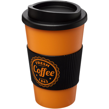 Термокружка Americano, цвет оранжевый, сплошной черный - 21000222- Фото №2