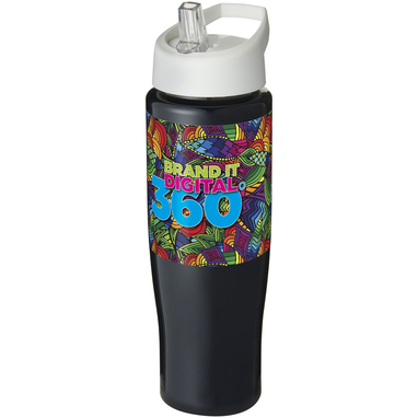 Бутылка спортивная H2O Tempo, цвет сплошной черный, белый - 21004409- Фото №2