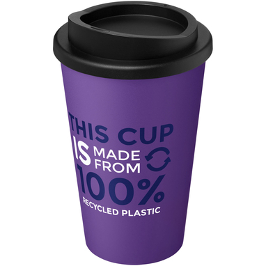 Термокружка Recycled Americano® объемом 350 мл, цвет пурпурный, сплошной черный - 21069137- Фото №2