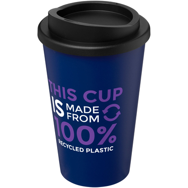 Термокружка Recycled Americano® объемом 350 мл, цвет cиний, сплошной черный - 21069152- Фото №2