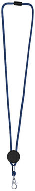 Двухцветный шнурок Hagen с диском для регулировки, цвет ярко-синий, сплошной черный - 10220500- Фото №3