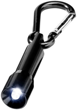 Брелок Lyra з карабіном і ліхтариком, колір суцільний чорний - 10418200- Фото №1