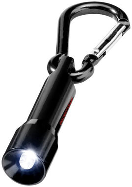 Брелок Lyra з карабіном і ліхтариком, колір суцільний чорний - 10418200- Фото №2