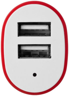 Двойной автомобильный адаптер Pole, цвет красный - 10419402- Фото №4