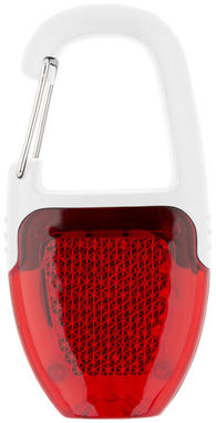 Брелок - ліхтарик з відбивачем і карабіном, колір білий, червоний - 10425602- Фото №4
