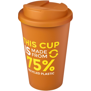 Кухоль з герметичною кришкою Americano® Eco з переробленого матеріалу об'ємом 350 мл, колір помаранчевий - 21042507- Фото №2