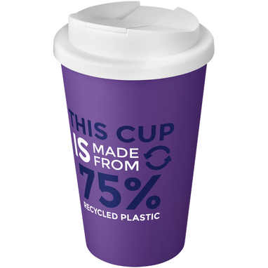 Кухоль з герметичною кришкою Americano® Eco з переробленого матеріалу об'ємом 350 мл, колір пурпурний, білий - 21042513- Фото №2