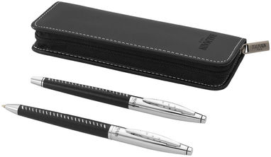 Подарунковий набір ручок, колір суцільний чорний, срібний - 10606200- Фото №1