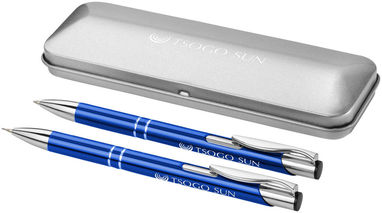 Набір ручок Dublin, колір яскраво-синій, срібний - 10619901- Фото №2