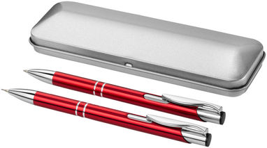 Набір ручок Dublin, колір червоний, срібний - 10619902- Фото №1