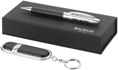 Подарунковий набір ручок, колір суцільний чорний, срібний - 10623200- Фото №2